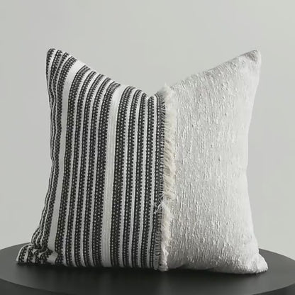 Indoor/Outdoor Cream Tassel Wabi-Sabi Farmhouse Decorative Throw Pillow Cover 18X18 in Luxury Accent Neutral Textured Art Cushion Pillow Case for Living Room Couch Bed Sofa