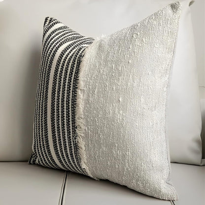 Indoor/Outdoor Cream Tassel Wabi-Sabi Farmhouse Decorative Throw Pillow Cover 18X18 in Luxury Accent Neutral Textured Art Cushion Pillow Case for Living Room Couch Bed Sofa